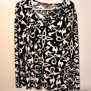 Narciso Rodriguez Blouse Large Long Sleeve Pullover Asymmetric Black and White
